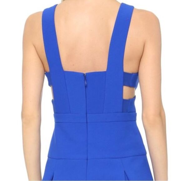 BCBGMAXAZRIA Harlie Cutout Cobalt Blue Fit and Flare V Neck Cocktail Mini Dress - Picture 6 of 16